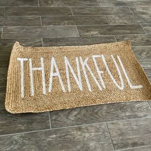 Mud Pie Thankful Jute Door Mat - Natural and White